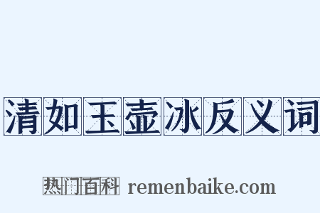 清如玉壶冰反义词是什么意思的图片